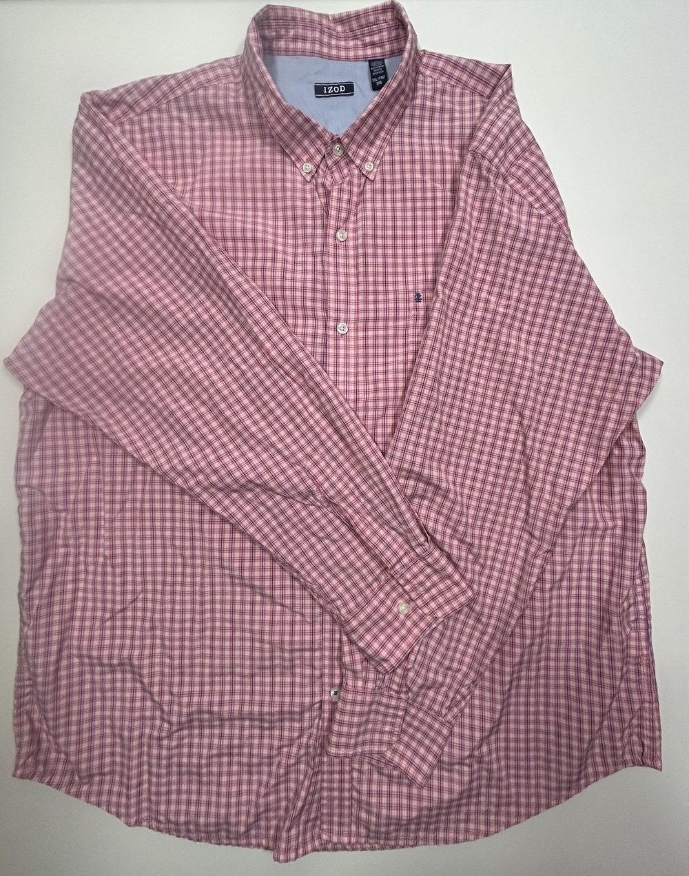 Izod XXL Button Down Pink Plaid Long Sleeve Shirt